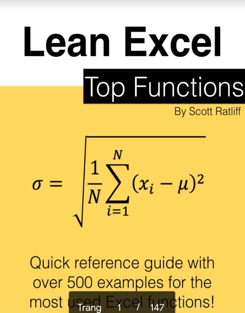 Sách Lean Excel Top Functions Quick Reference Guide with 500 Examples ...